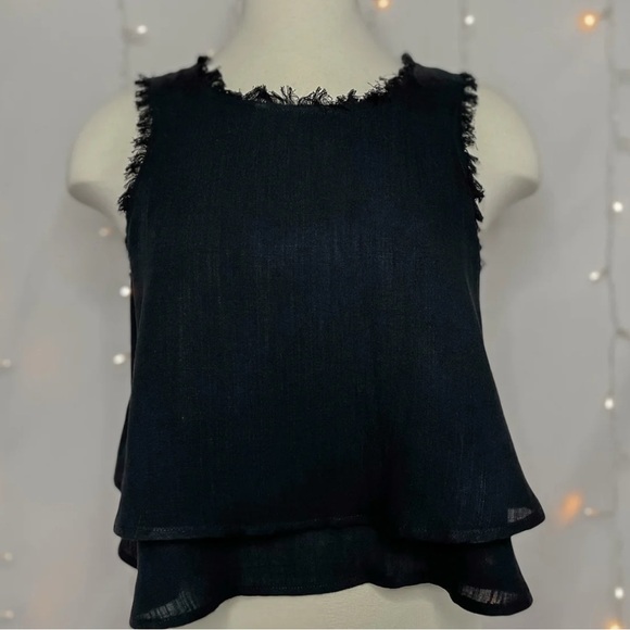 Le Lis Tops - Le Lis Black & Fringe tank